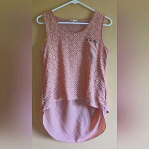 Pearl Pink Lace Over Sleeveless Top, M